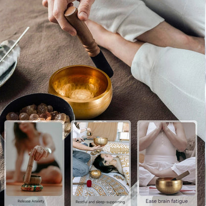 Tibetan Singing Bowl Set — Hand-Hammered Meditation Bowl for Yoga, Chakra & Stress Relief