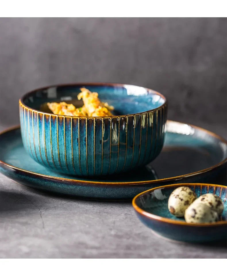 Nordic Kiln Glazed Ceramic Bowl & Plate Collection — Handcrafted Tableware in 10 Styles