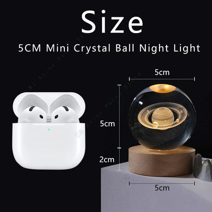 3D Crystal Ball Galaxy Night Light — Laser Engraved LED Lamp with Wooden Base