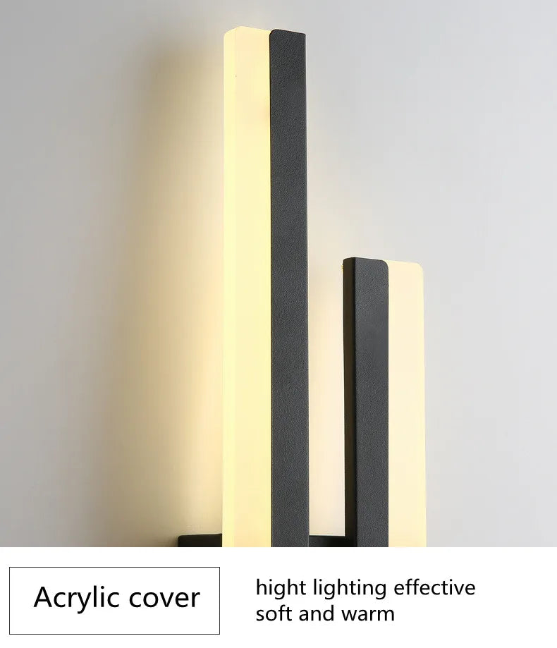 Nordic Dimmable LED Wall Sconce — 3-Color Iron & Acrylic Bedside Lamp in Black or Gold, Left or Right
