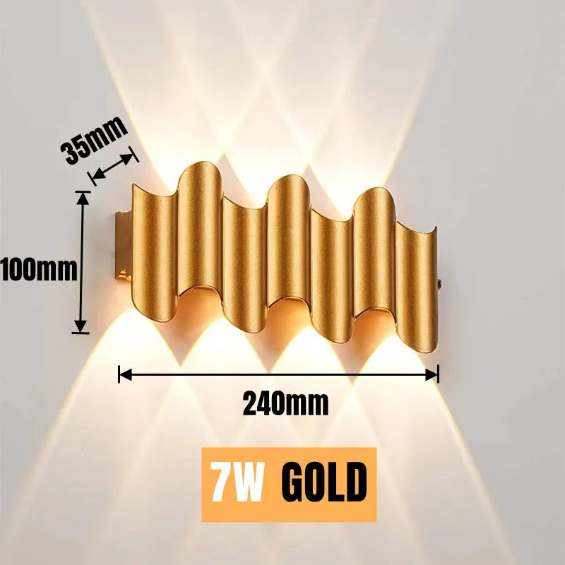 IP65 Waterproof LED Wall Lamp — Up & Down Outdoor & Indoor Light in 3W, 5W or 7W, Black or Gold