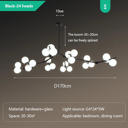 Modern Glass Ball Branch Chandelier — LED Ceiling Light for Living Room & Dining Room