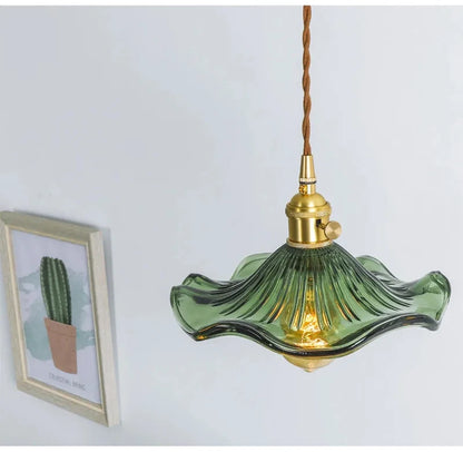 Art Deco Copper Glass Pendant Light — Colorful Edison Ceiling Chandelier for Bedroom, Living Room & Bar