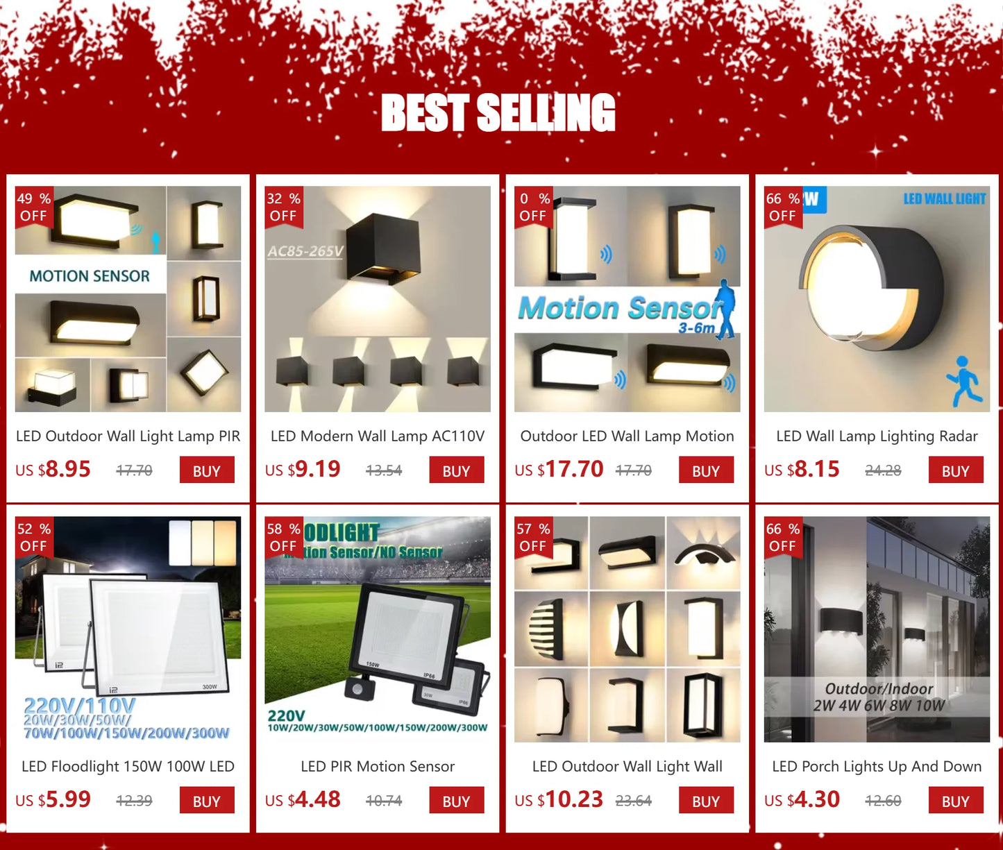 LED Outdoor Wall Lamp with Optional Radar Motion Sensor — IP55 Waterproof in 7 Models & 2 Color Temperatures