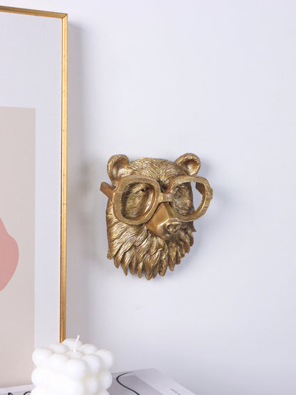 Resin Animal Head Wall Sculpture Set — Whimsical Golden Wall Hanging Decor for Living Room & Bedroom