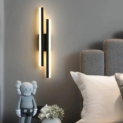 Nordic Dimmable LED Wall Sconce — 3-Color Iron & Acrylic Bedside Lamp in Black or Gold, Left or Right