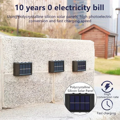 Solar Outdoor Wall Lamp — IP65 Waterproof Up & Down Warm Light for Garden, Balcony & Yard in 6 Sizes