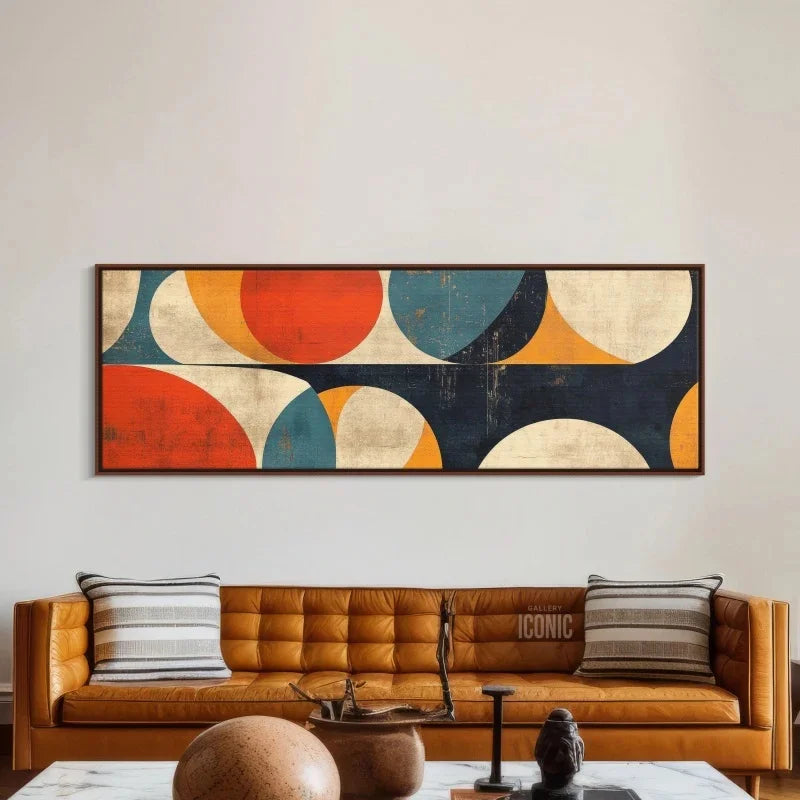 Bauhaus Abstract Panoramic Canvas Wall Art — Wide Unframed Mid-Century Print for Living Room