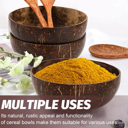 Natural Coconut Bowl Set — Eco-Friendly Wooden Bowl for Smoothies, Salads & Ramen