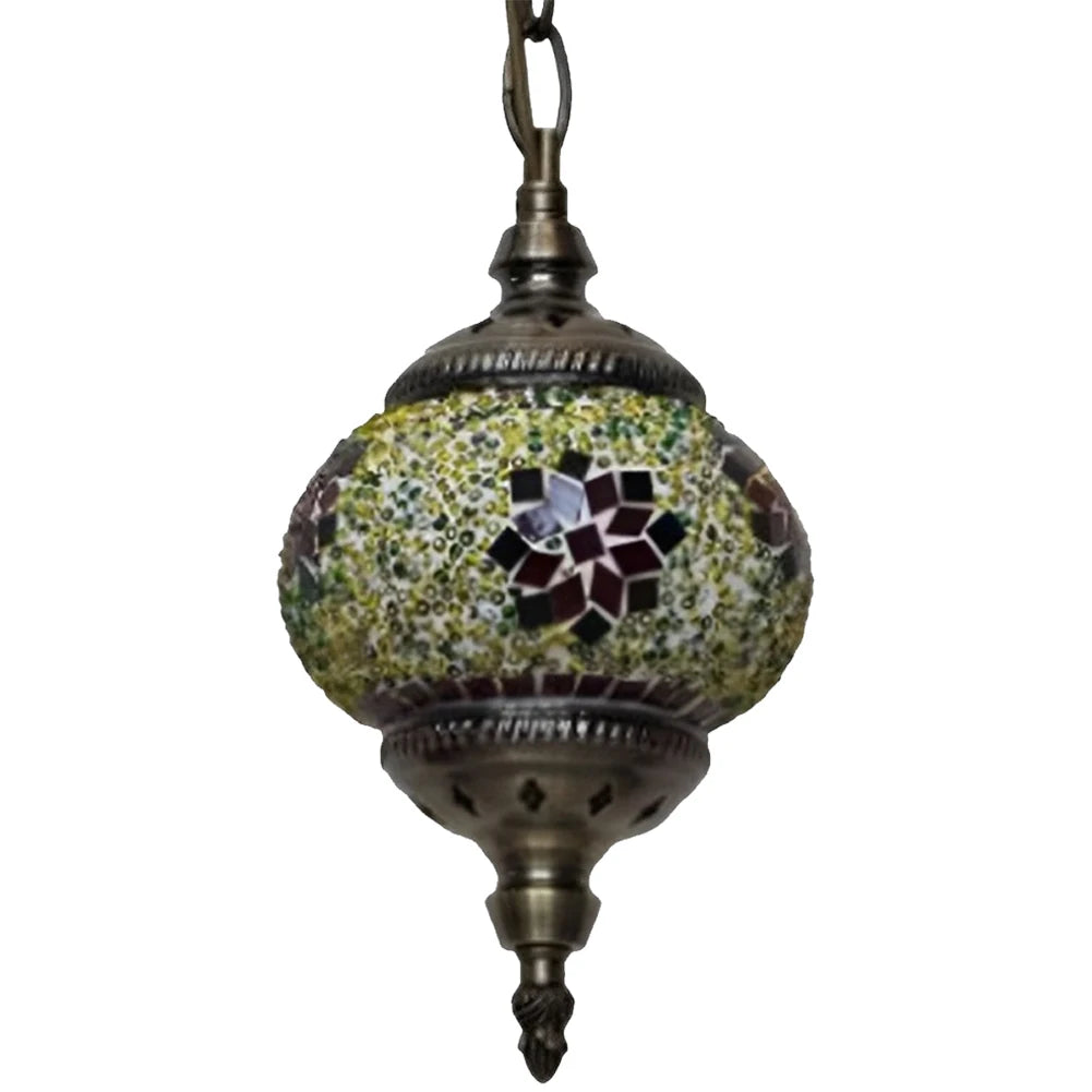 Turkish Moroccan Mosaic Pendant Lamp — Handcrafted Glass Hanging Ceiling Light