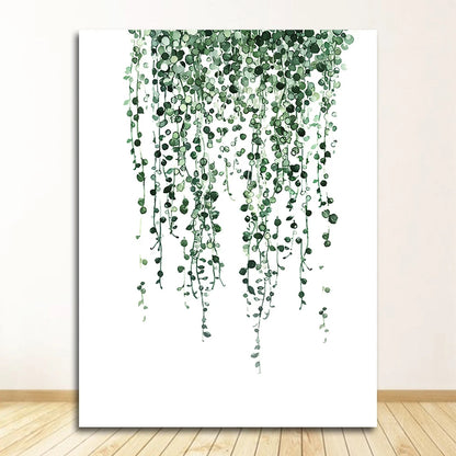 Scandinavian Tropical Leaves Canvas Poster — Unframed Green Botanical Wall Art in 11 Sizes