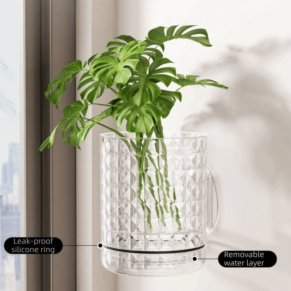 Self-Adhesive Wall Planter — Double Layer Hydroponic Hanging Flower Pot for Indoor Walls