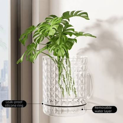 Self-Adhesive Wall Planter — Double Layer Hydroponic Hanging Flower Pot for Indoor Walls