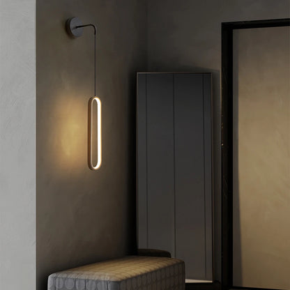 Modern Iron LED Wall Lamp — 3-Color Temperature Bedside & TV Background Light in Black or Gold