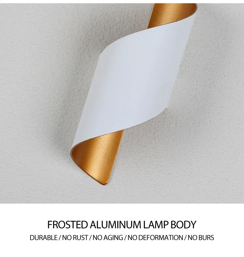 10W Nordic LED Wall Sconce — IP65 Waterproof Spiral Design Indoor & Outdoor Light in 4 Finishes
