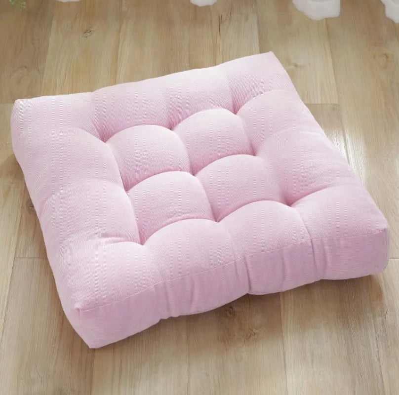 Corduroy Floor Meditation Cushion — Thick Tufted Square Yoga Seat Pillow