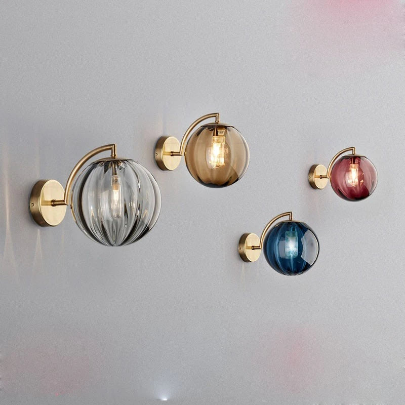 Nordic Stained Glass Ball Wall Lamp — Colorful Bedside & Bathroom Mirror Light in 4 Glass Colors