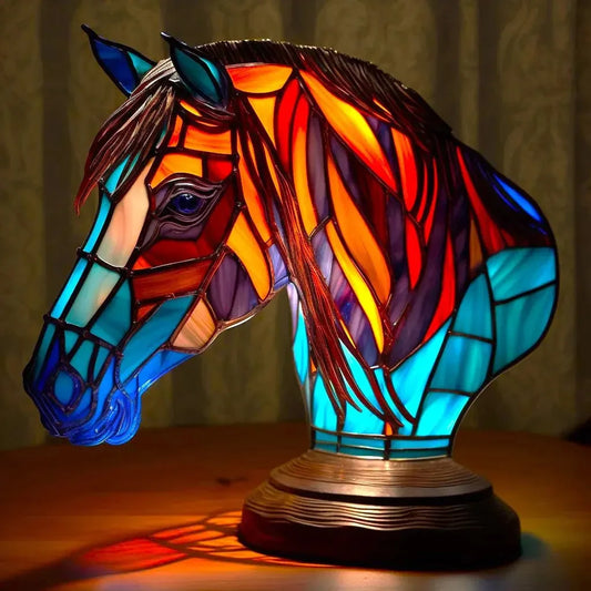 Animal LED Resin Table Lamp — Colorful Stained Glass-Style Night Light Sculpture in 11 Designs