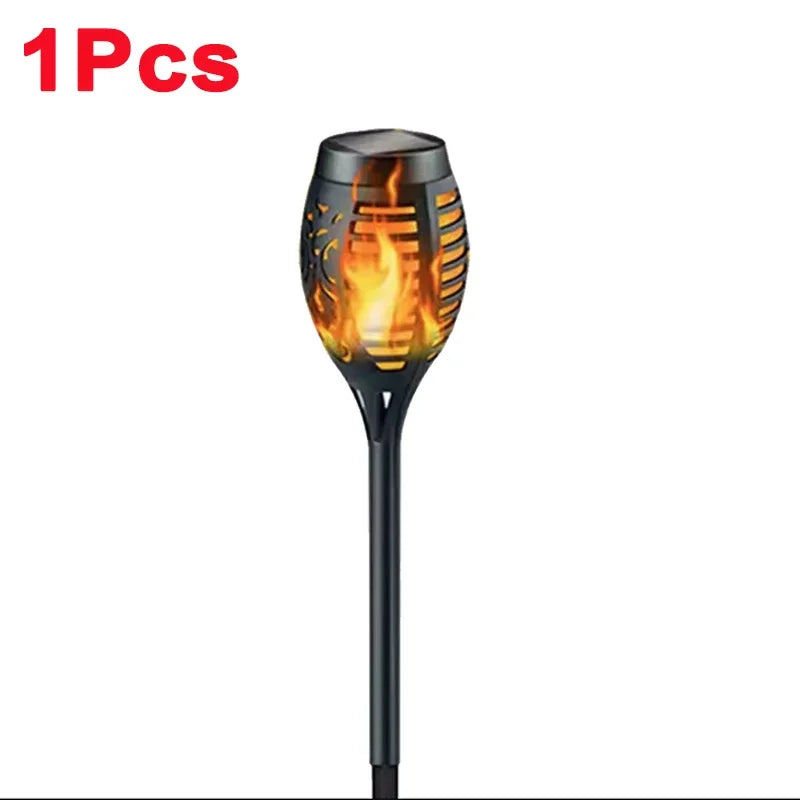 Solar Flame Torch Garden Light — 12-LED Flickering Dusk-to-Dawn Outdoor Stake Lamp, 1 to 12 Pack