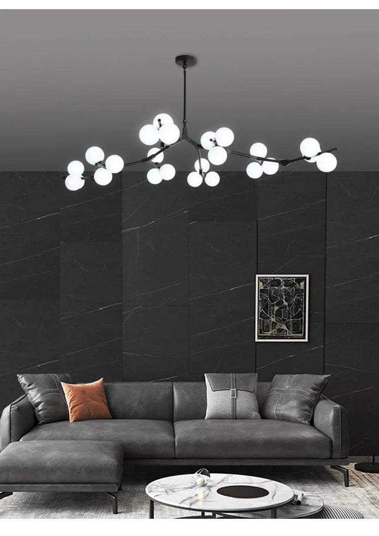 Modern Glass Ball Branch Chandelier — LED Ceiling Light for Living Room & Dining Room