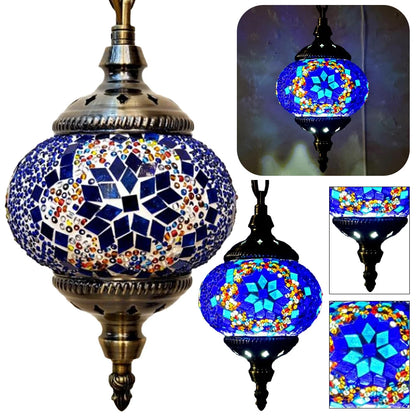 Turkish Moroccan Mosaic Pendant Lamp — Handcrafted Glass Hanging Ceiling Light