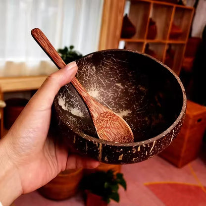 Natural Coconut Bowl Set — Eco-Friendly Wooden Bowl for Smoothies, Salads & Ramen