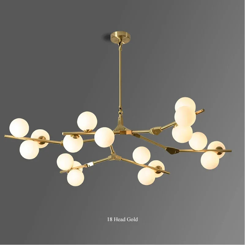 Modern Glass Ball Branch Chandelier — LED Ceiling Light for Living Room & Dining Room