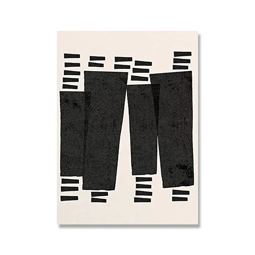 Mid-Century Abstract Black Arches Canvas Wall Art — Unframed HD Print for Living Room & Bedroom