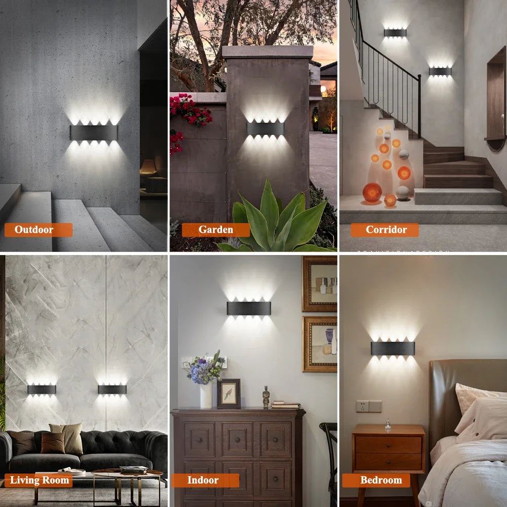 Solar Outdoor Wall Lamp — IP65 Waterproof Up & Down Warm Light for Garden, Balcony & Yard in 6 Sizes