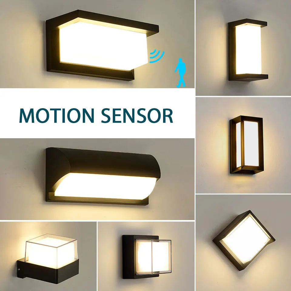 LED Outdoor Wall Lamp with Optional Radar Motion Sensor — IP55 Waterproof in 7 Models & 2 Color Temperatures