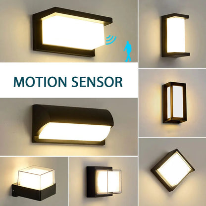 LED Outdoor Wall Lamp with Optional Radar Motion Sensor — IP55 Waterproof in 7 Models & 2 Color Temperatures