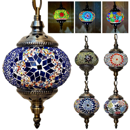 Turkish Moroccan Mosaic Pendant Lamp — Handcrafted Glass Hanging Ceiling Light