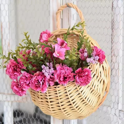 Handmade Wicker Rattan Wall Planter Basket — Natural Hanging Flower Pot for Indoor & Outdoor Garden Decor