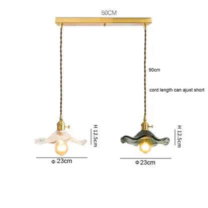 Art Deco Copper Glass Pendant Light — Colorful Edison Ceiling Chandelier for Bedroom, Living Room & Bar