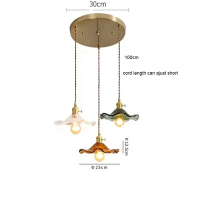 Art Deco Copper Glass Pendant Light — Colorful Edison Ceiling Chandelier for Bedroom, Living Room & Bar
