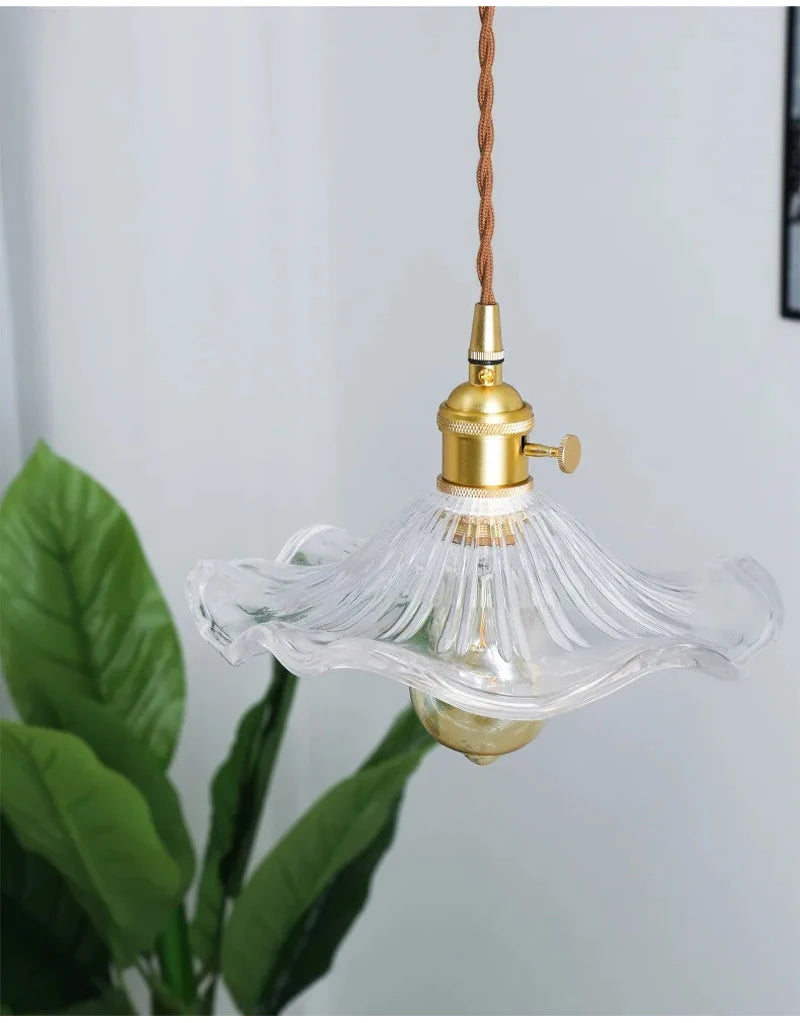 Art Deco Copper Glass Pendant Light — Colorful Edison Ceiling Chandelier for Bedroom, Living Room & Bar