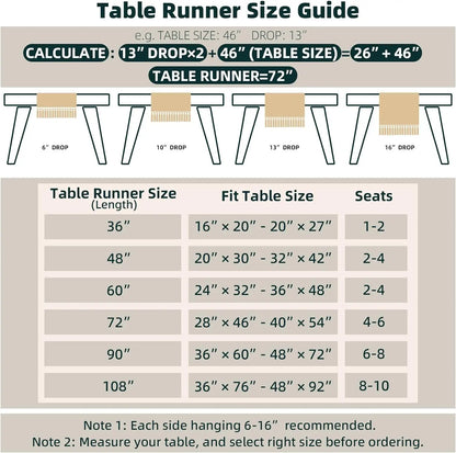 Macrame Tassel Table Runner — Cream & Brown Boho Farmhouse Table Runner in 11 Sizes