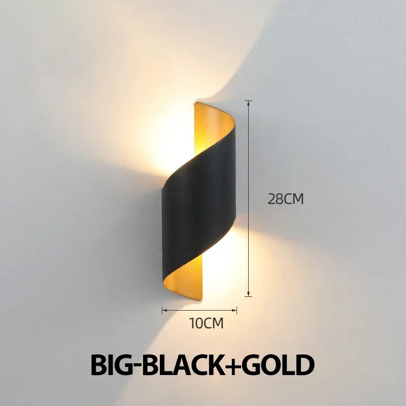 10W Nordic LED Wall Sconce — IP65 Waterproof Spiral Design Indoor & Outdoor Light in 4 Finishes