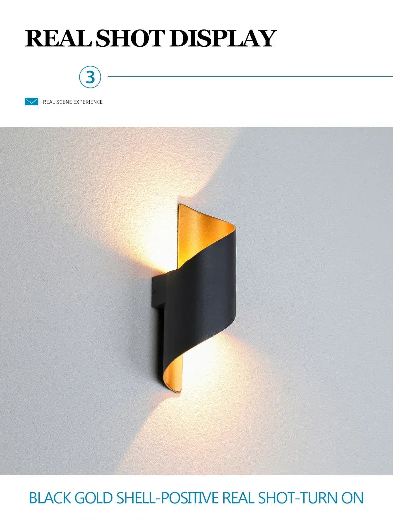 10W Nordic LED Wall Sconce — IP65 Waterproof Spiral Design Indoor & Outdoor Light in 4 Finishes