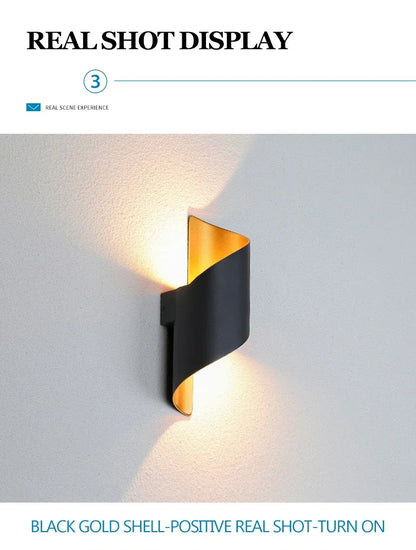 10W Nordic LED Wall Sconce — IP65 Waterproof Spiral Design Indoor & Outdoor Light in 4 Finishes
