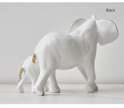 Modern Resin Elephant Statue Pair — Decorative Animal Figurine Sculpture for Living Room & Shelf