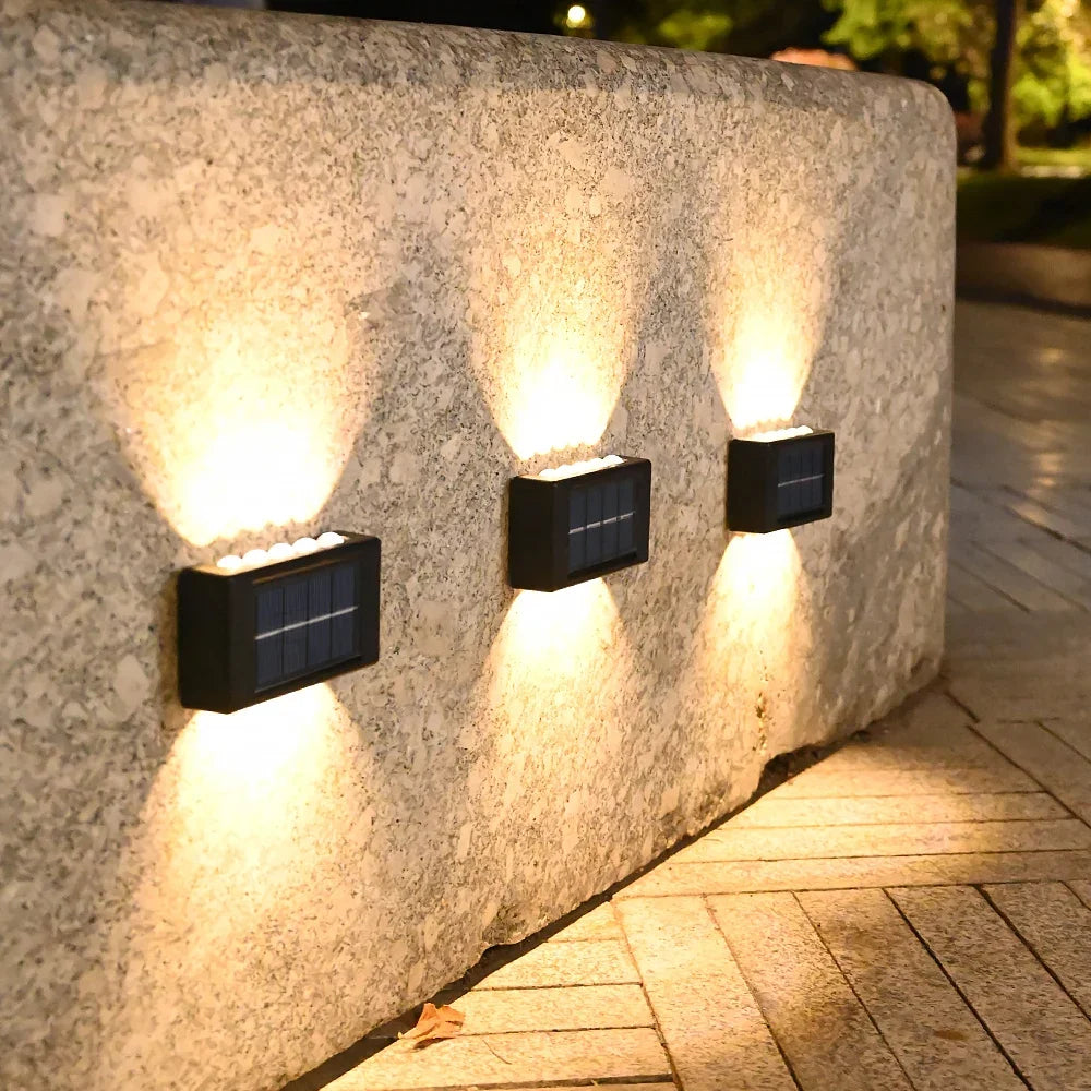 Solar Outdoor Wall Lamp — IP65 Waterproof Up & Down Warm Light for Garden, Balcony & Yard in 6 Sizes