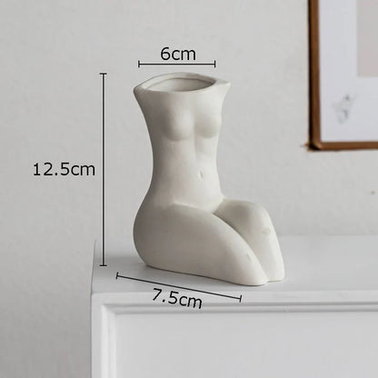 Ceramic Human Form Vase — Nordic Sculptural Body Art Vase for Dried Flowers & Home Decor