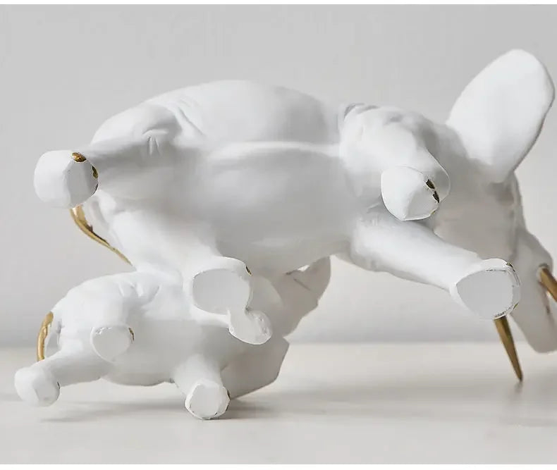 Modern Resin Elephant Statue Pair — Decorative Animal Figurine Sculpture for Living Room & Shelf