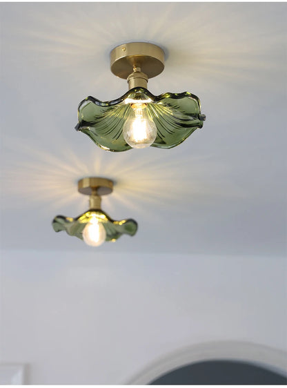 Art Deco Copper Glass Pendant Light — Colorful Edison Ceiling Chandelier for Bedroom, Living Room & Bar