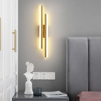 Nordic Dimmable LED Wall Sconce — 3-Color Iron & Acrylic Bedside Lamp in Black or Gold, Left or Right