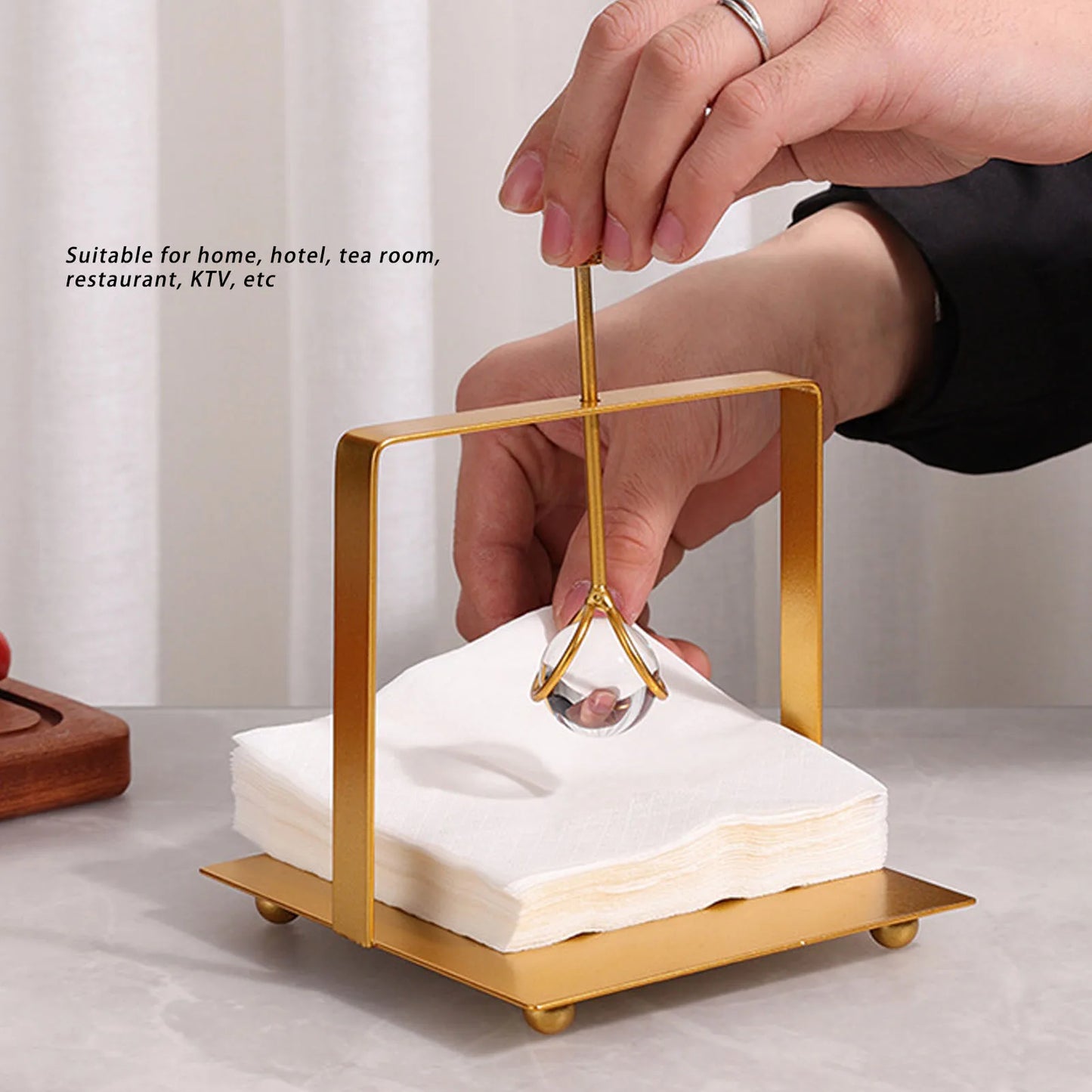 Modern Metal Napkin Holder with Lift Handle — Elegant Square Dispenser for Home & Dining