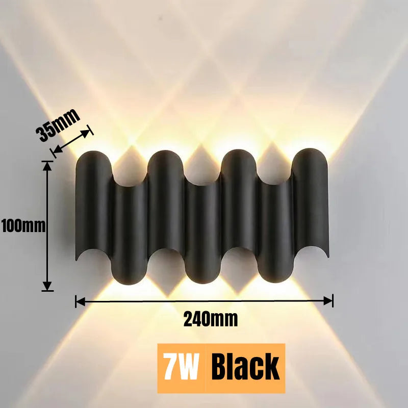 IP65 Waterproof LED Wall Lamp — Up & Down Outdoor & Indoor Light in 3W, 5W or 7W, Black or Gold