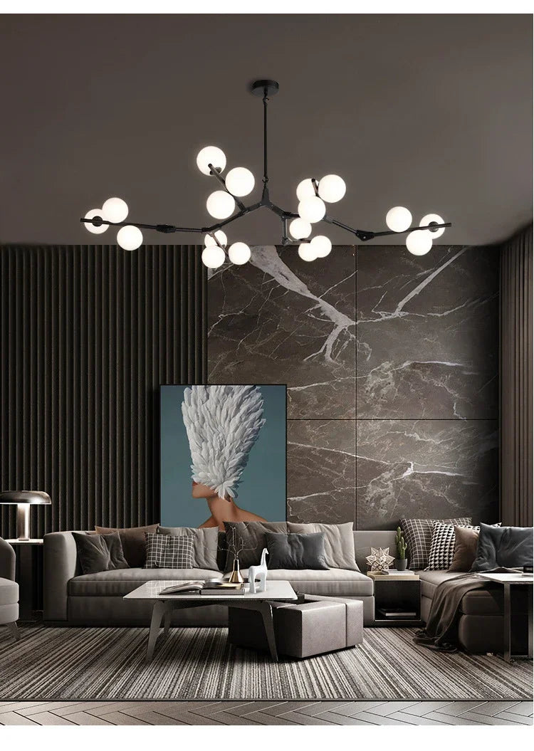 Modern Glass Ball Branch Chandelier — LED Ceiling Light for Living Room & Dining Room