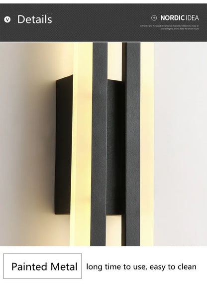 Nordic Dimmable LED Wall Sconce — 3-Color Iron & Acrylic Bedside Lamp in Black or Gold, Left or Right